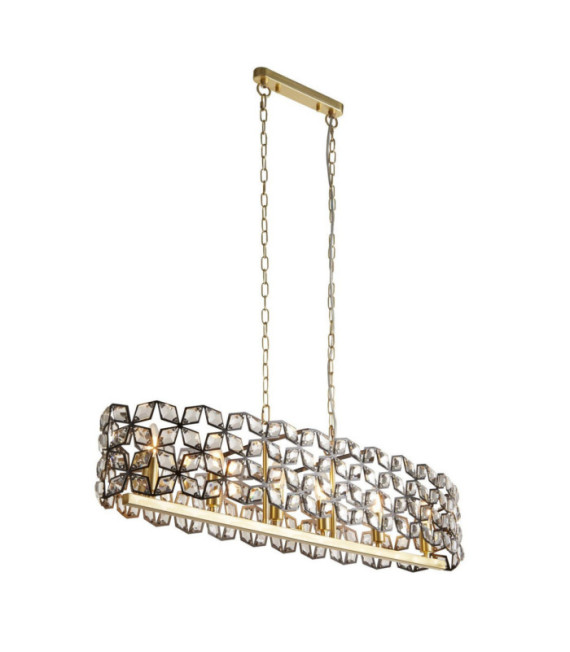 Iris Pendelleuchte Weichstahl, Glas Messing