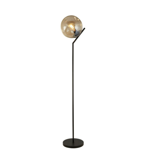 Punch Floor Lamp Mild Steel, Black Glass