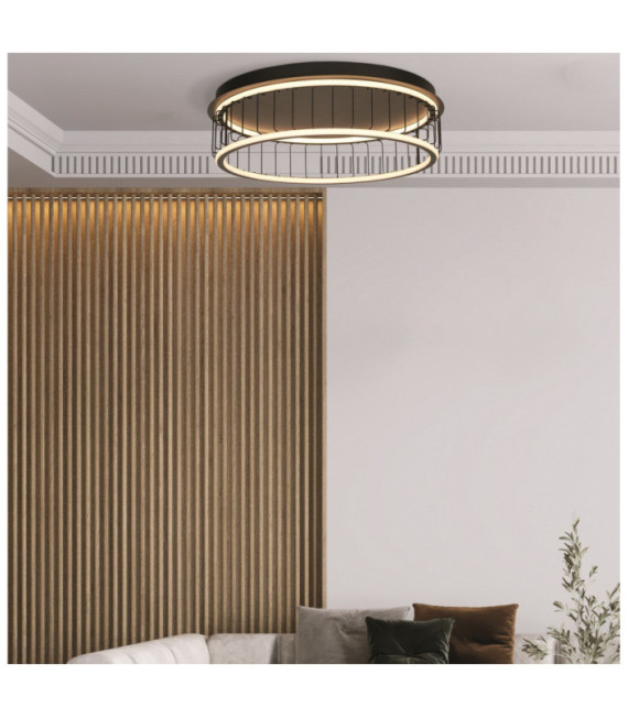 Plafonnier Circolo Aluminium,acier doux Blanc, sable noir