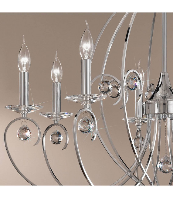 Chandelier classique CARAT chrome 8 ampoules