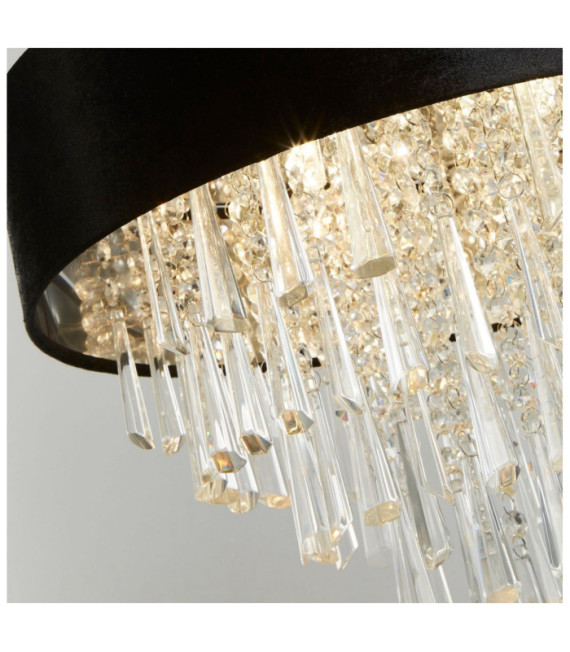 Lampada a sospensione Glamour Crystal, acciaio dolce, acrilico, tessuto cromato