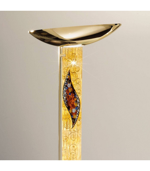 Lámpara de pie de diseño DELPHI Gold 24 quilates 2 bombillas