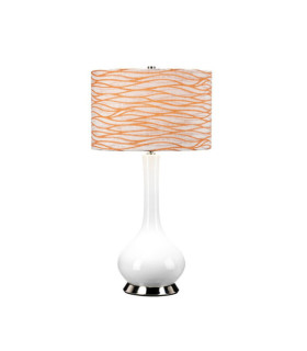 Lampada da tavolo Milo Base in Ceramica, Acciaio, Paralume in Tessuto Nickel Lucido