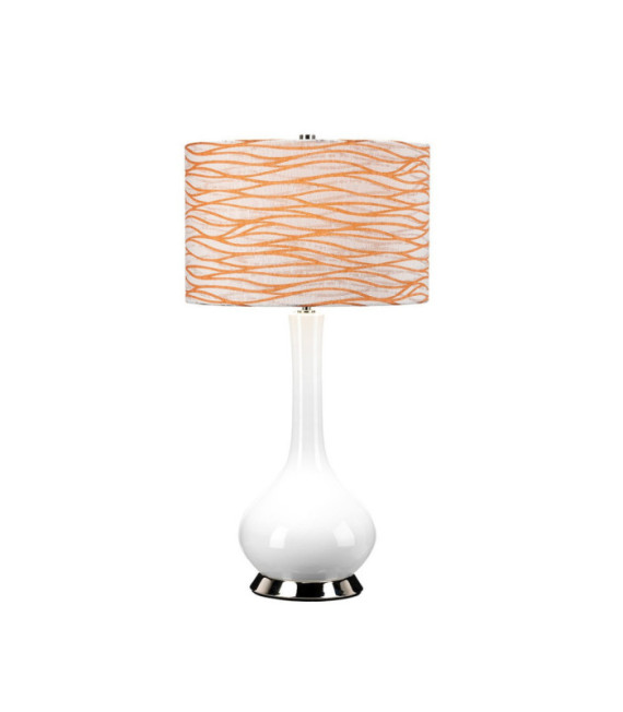 Lampada da tavolo Milo Base in Ceramica, Acciaio, Paralume in Tessuto Nickel Lucido