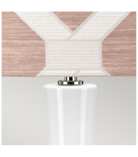 Lampe de table Milo Base en céramique,acier,Abat-jour en tissu Nickel poli