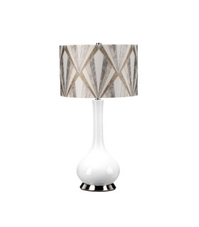 Milo Table Lamp Ceramic Base, Steel, Polished Nickel Fabric Shade