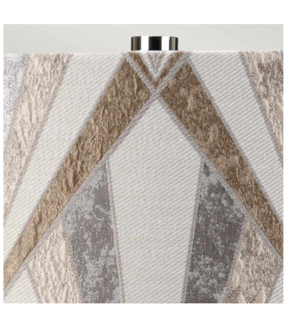 Lampada da tavolo Milo Base in Ceramica, Acciaio, Paralume in Tessuto Nickel Lucido