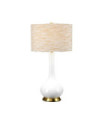 Lampe de table Milo Base en céramique,acier,Abat-jour en tissu Laiton vieilli