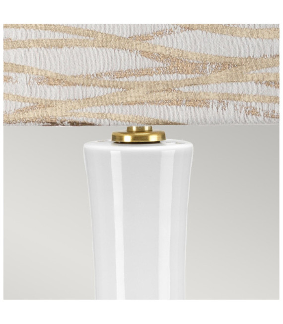Lampe de table Milo Base en céramique,acier,Abat-jour en tissu Laiton vieilli