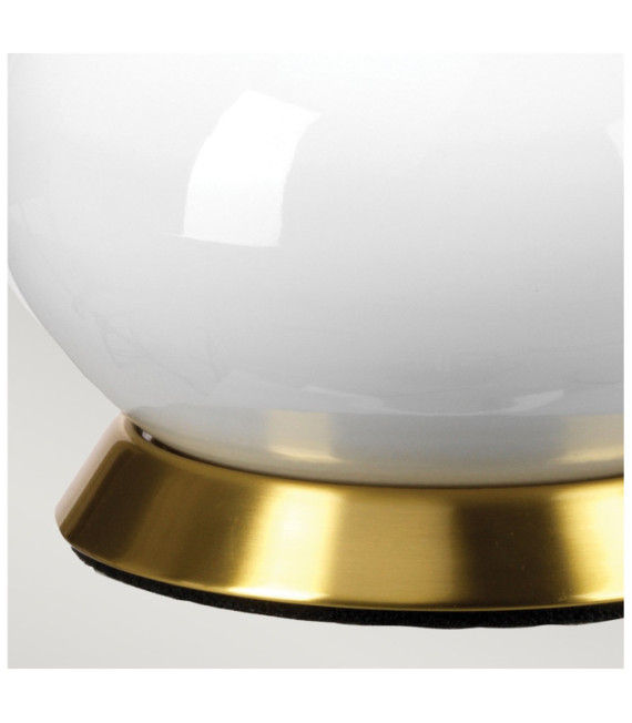 Lampada da tavolo Milo Base in ceramica, acciaio, paralume in tessuto ottone invecchiato