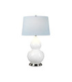 Lampe de table Isla Base en céramique,acier,Abat-jour en fausse soie, Nickel poli