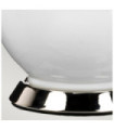 Lampe de table Isla Base en céramique,acier,Abat-jour en fausse soie, Nickel poli