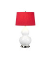 Lampe de table Isla Base en céramique,acier,Abat-jour en fausse soie, Nickel poli