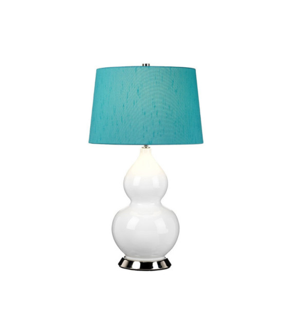 Isla Table Lamp Ceramic Base, Steel, Faux Silk Shade, Polished Nickel