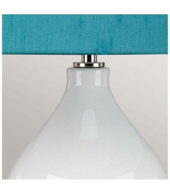 Isla Table Lamp Ceramic Base, Steel, Faux Silk Shade, Polished Nickel