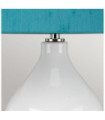 Lampe de table Isla Base en céramique,acier,Abat-jour en fausse soie, Nickel poli