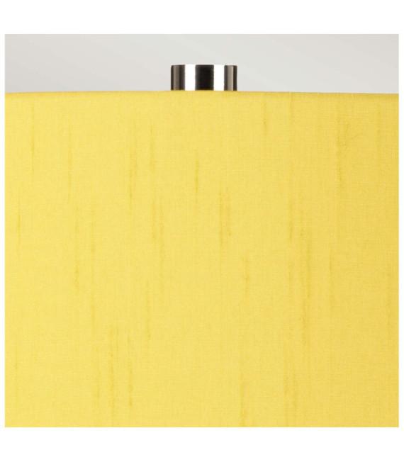 Lampe de table Isla Base en céramique,acier,Abat-jour en fausse soie, Nickel poli