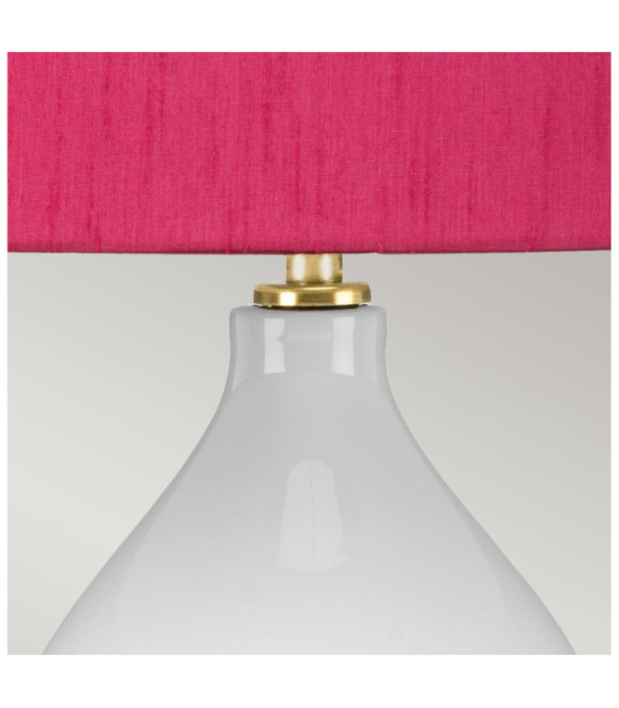Isla table lamp Ceramic base, steel, Faux silk lampshade, Aged brass