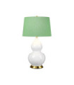 Lampe de table Isla Base en céramique,acier,Abat-jour en fausse soie, Laiton vieilli