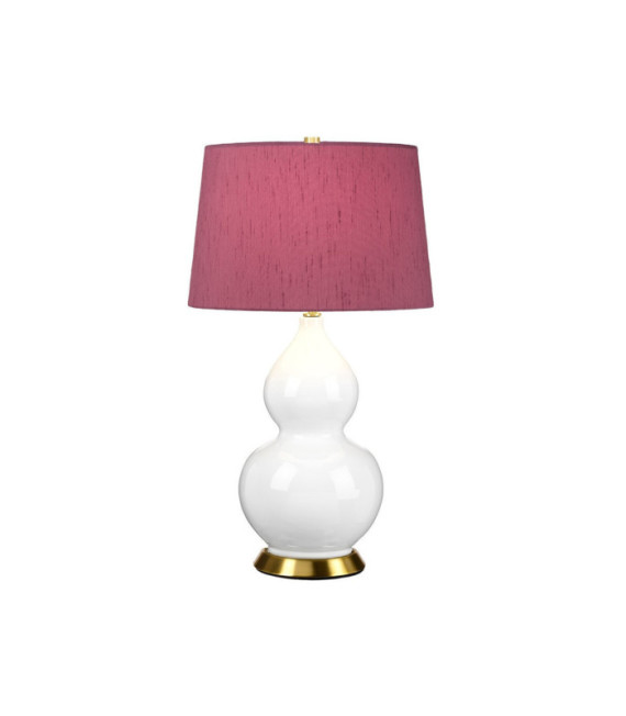 Isla table lamp Ceramic base, steel, Faux silk lampshade, Aged brass
