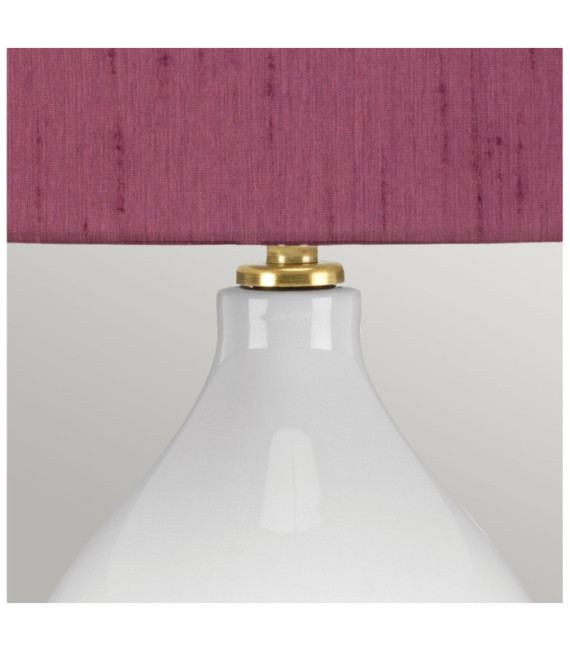 Isla table lamp Ceramic base, steel, Faux silk lampshade, Aged brass