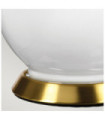 Isla table lamp Ceramic base, steel, Faux silk lampshade, Aged brass