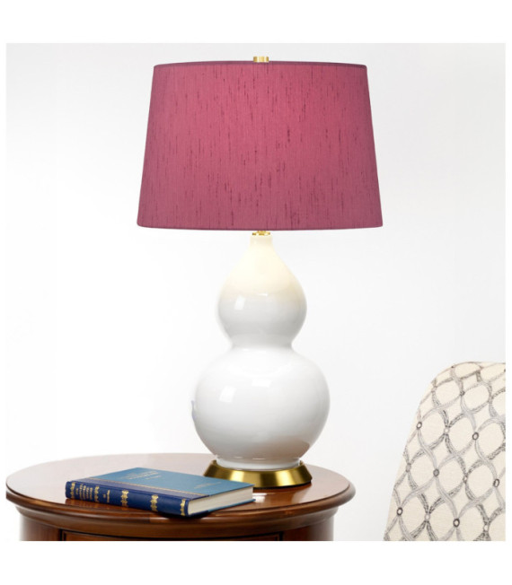 Isla table lamp Ceramic base, steel, Faux silk lampshade, Aged brass