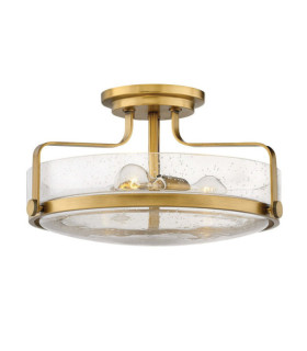 Harper ceiling light Steel, transparent grained glass Brass Heritage