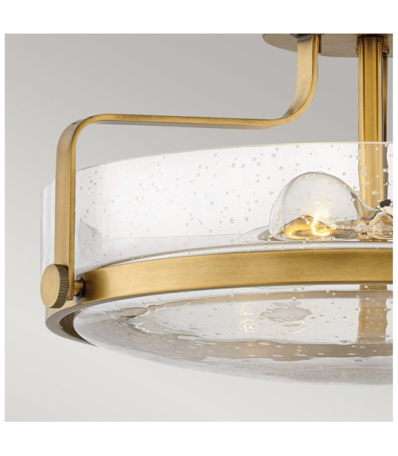 Plafoniera Harper Acciaio, vetro granulato trasparente Ottone Heritage