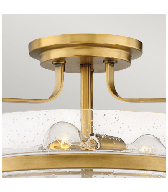 Harper ceiling light Steel, transparent grained glass Brass Heritage