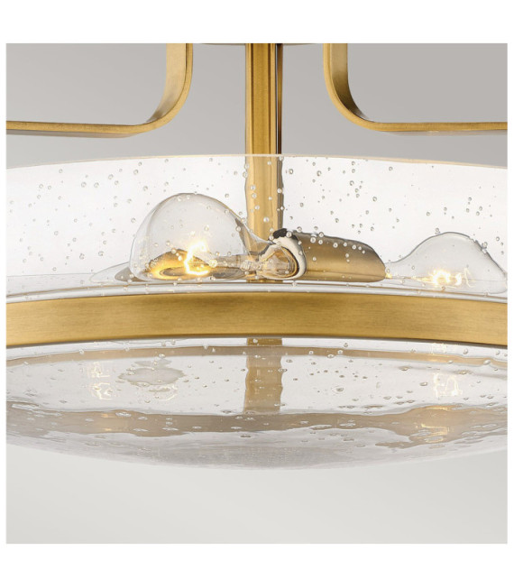 Lámpara de techo Harper Acero, vidrio granulado transparente Brass Heritage