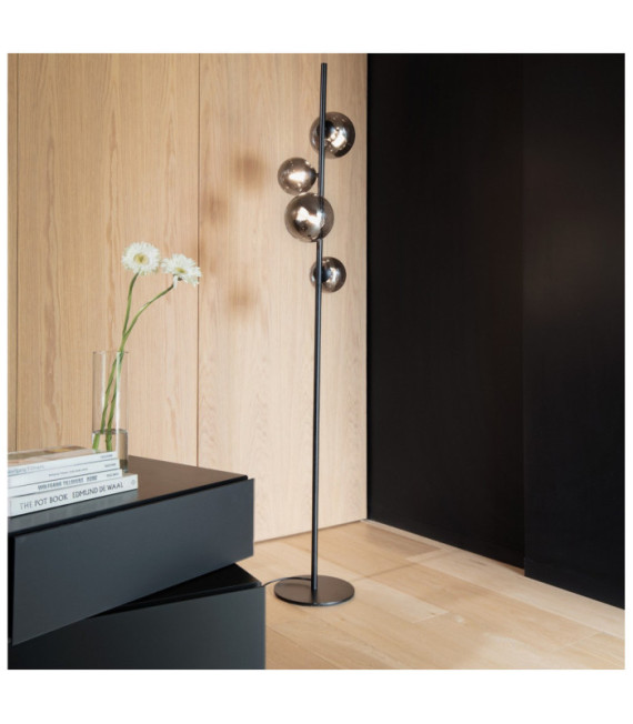 PERLAGE Floor Lamp Glass, Black Metal