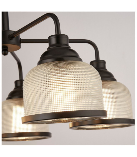 Lámpara colgante Highworth Acero dulce, Vidrio transparente, negro