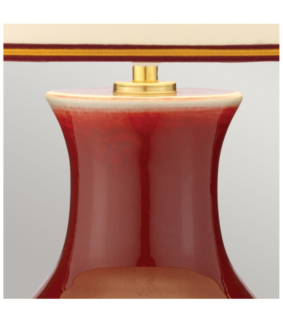 Oxblood table lamp Lampshade made from porcelain, wood, Blood of beef