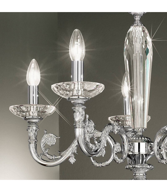 Klassischer Kronleuchter CONTARINI Chrom 5 Glühbirnen