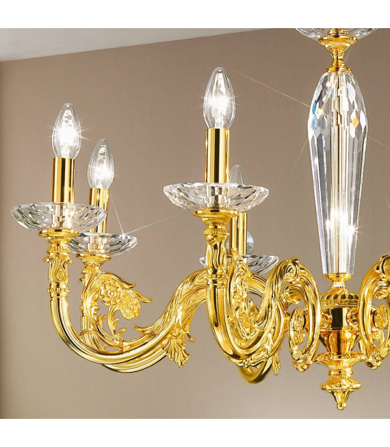 Chandelier classique CONTARINI Or 24 Carats 8 ampoules