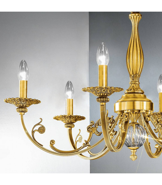 Candelabro clásico PISANI oro francés 6 bombillas