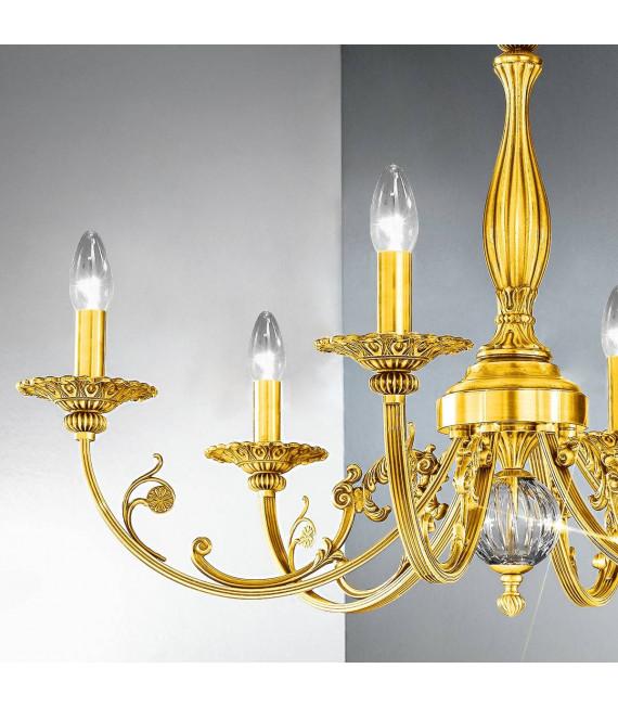 Candeliere classico PISANI 24 carati oro 6 lampadine