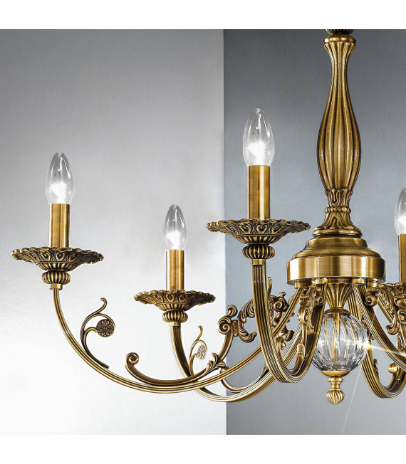 Candeliere classico PISANI in ottone antico 6 lampadine