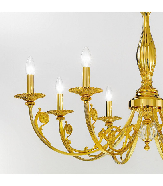 Klassischer Kerzenhalter PISANI 24 Karat Gold 8 Glühbirnen