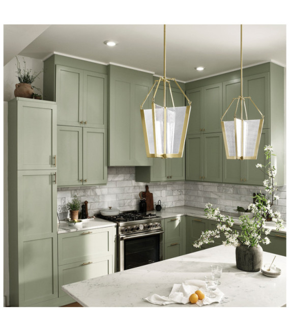 Lámpara colgante LED Kichler Hierro, guía de luz transparente, acrílico, aluminio Oro champán