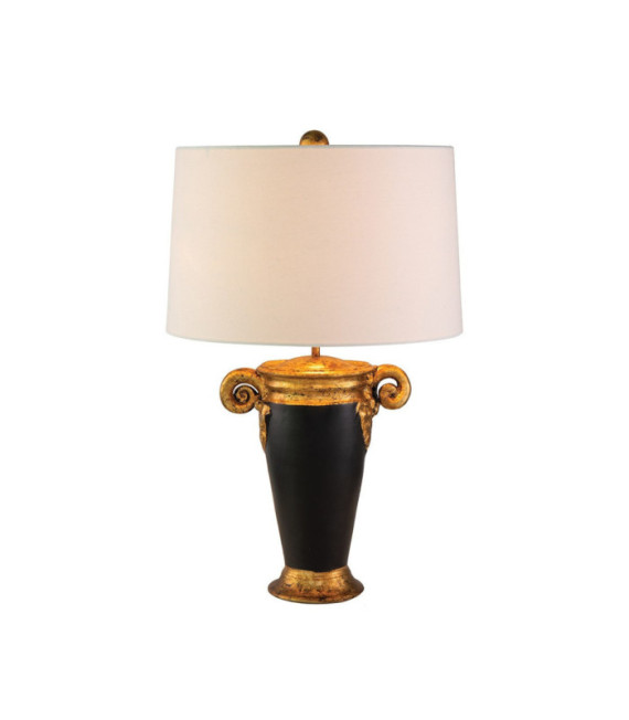 Lámpara de mesa Gallier Tela, resina, acero Negro, Oro
