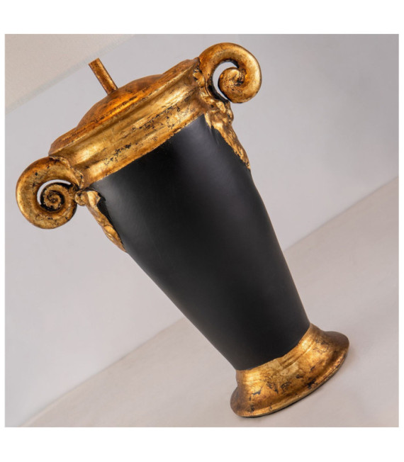 Lámpara de mesa Gallier Tela, resina, acero Negro, Oro