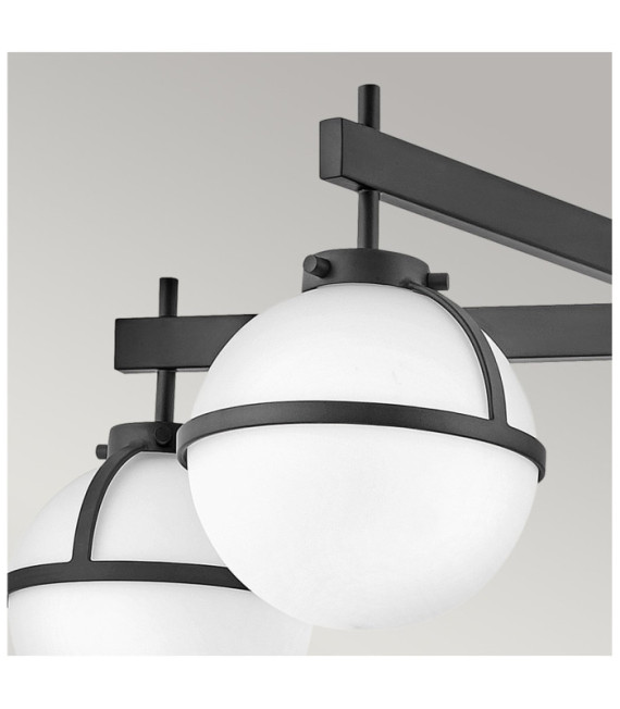 Lámpara de techo Hollis cristal opalino, acero negro