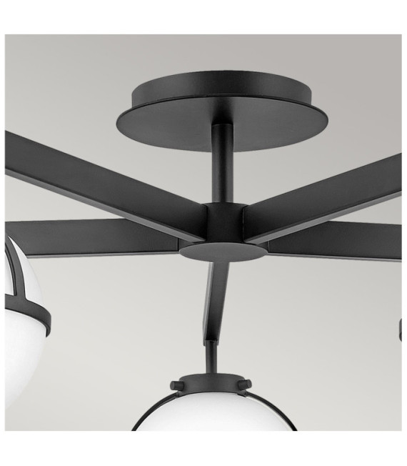 Hollis Ceiling Light Opal Glass, Black Steel