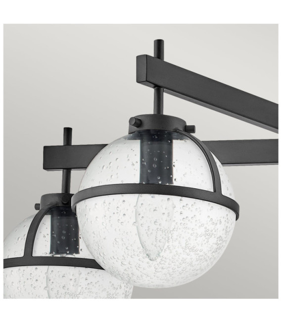Lámpara de techo Hollis Acero, cristal granulado transparente Negro