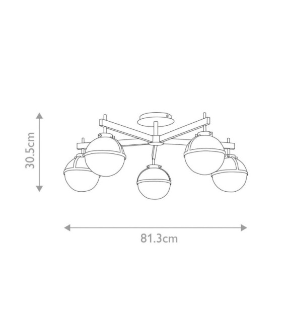 Hollis Deckenleuchte Stahl, transparentes gekörntes Glas Schwarz