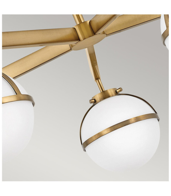Hollis Ceiling Light Opal Glass, Heritage Brass Steel