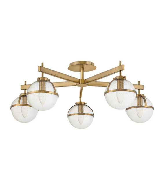 Lámpara de techo Hollis Acero, vidrio granulado transparente Brass Heritage