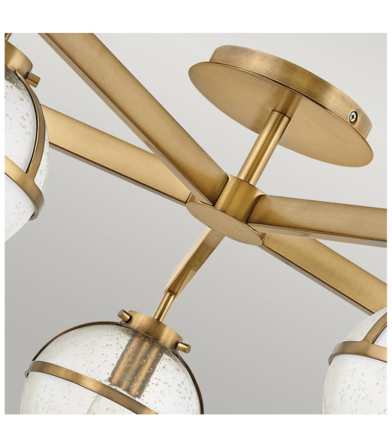 Lámpara de techo Hollis Acero, vidrio granulado transparente Brass Heritage